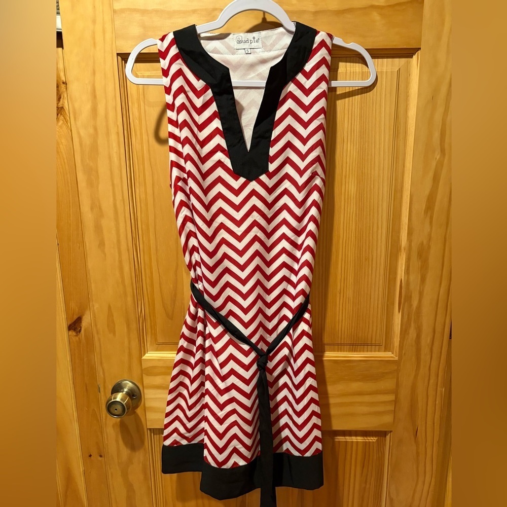 Mud Pie Red & Black chevron gameday dress size S women’s